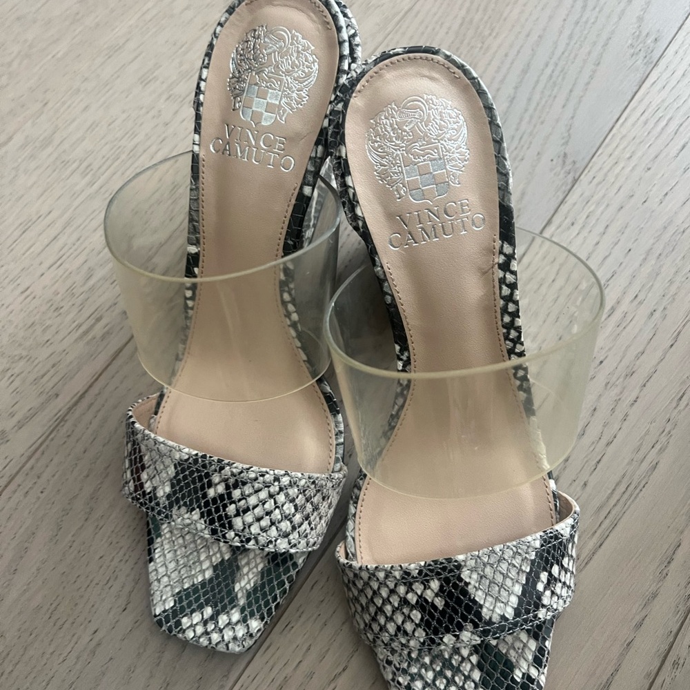 Vince Camuto Black and White Snake Print Women's Shoes
